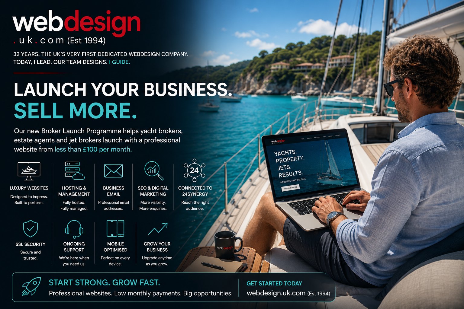 Webdesign Broker Launch Programme for yacht brokers estate agents and jet brokers
